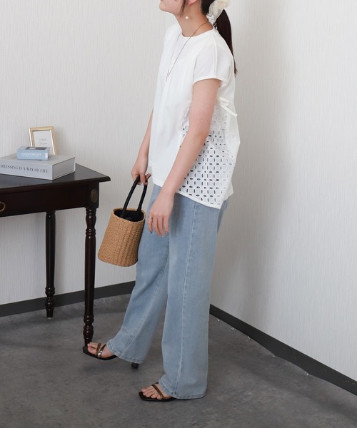 libelle more（リベル モア）の「サイド刺繍レース切替カットソー（Tシャツ/カットソー・レディース・ブルー/ブラック/イエロー/オフホワイト・L/M）」の15枚目の写真