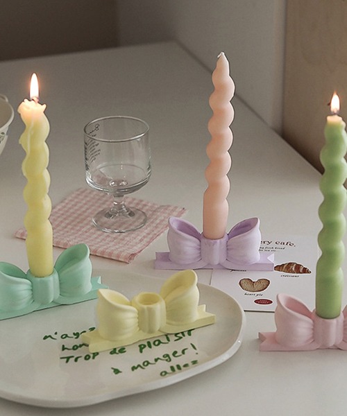 somni / ソニ 】リボン キャンドルホルダー 蝋燭立て（キャンドル