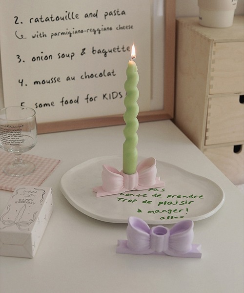 somni / ソニ 】リボン キャンドルホルダー 蝋燭立て（キャンドル