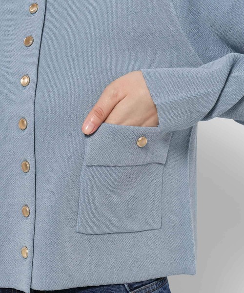 mysty woman（ミスティウーマン）の「ポケツキニットポロカーディガン　582022（カーディガン/ボレロ・レディース・グレイッシュブルー/アイボリー/ネイビー・FREE）」の10枚目の写真