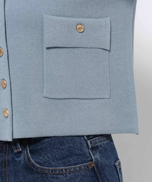 mysty woman（ミスティウーマン）の「ポケツキニットポロカーディガン　582022（カーディガン/ボレロ・レディース・グレイッシュブルー/アイボリー/ネイビー・FREE）」の11枚目の写真