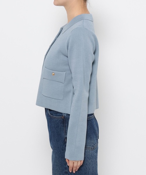 mysty woman（ミスティウーマン）の「ポケツキニットポロカーディガン　582022（カーディガン/ボレロ・レディース・グレイッシュブルー/アイボリー/ネイビー・FREE）」の8枚目の写真