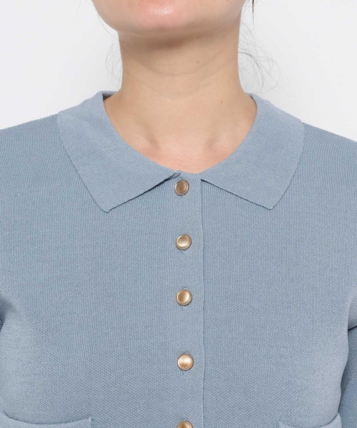 mysty woman（ミスティウーマン）の「ポケツキニットポロカーディガン　582022（カーディガン/ボレロ・レディース・グレイッシュブルー/アイボリー/ネイビー・FREE）」の13枚目の写真