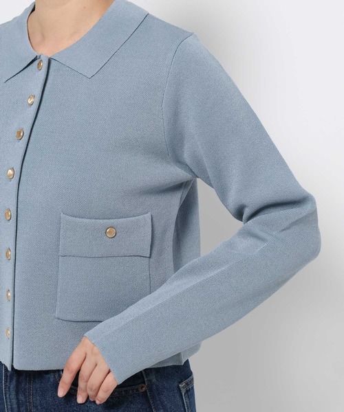 mysty woman（ミスティウーマン）の「ポケツキニットポロカーディガン　582022（カーディガン/ボレロ・レディース・グレイッシュブルー/アイボリー/ネイビー・FREE）」の14枚目の写真