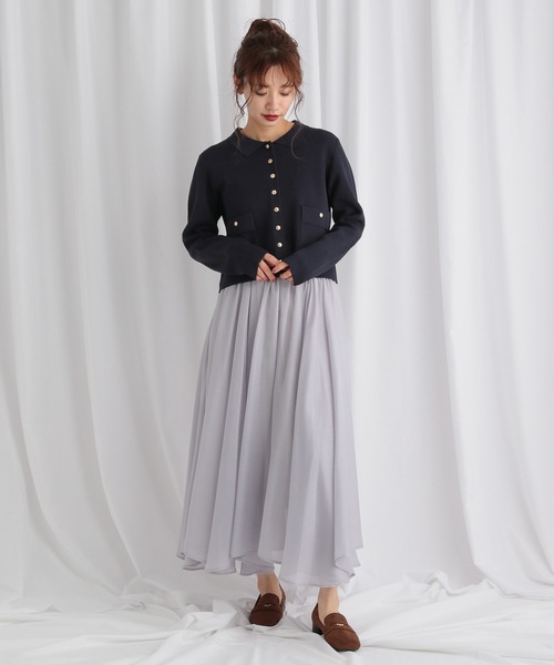 mysty woman（ミスティウーマン）の「ポケツキニットポロカーディガン　582022（カーディガン/ボレロ・レディース・グレイッシュブルー/アイボリー/ネイビー・FREE）」の6枚目の写真