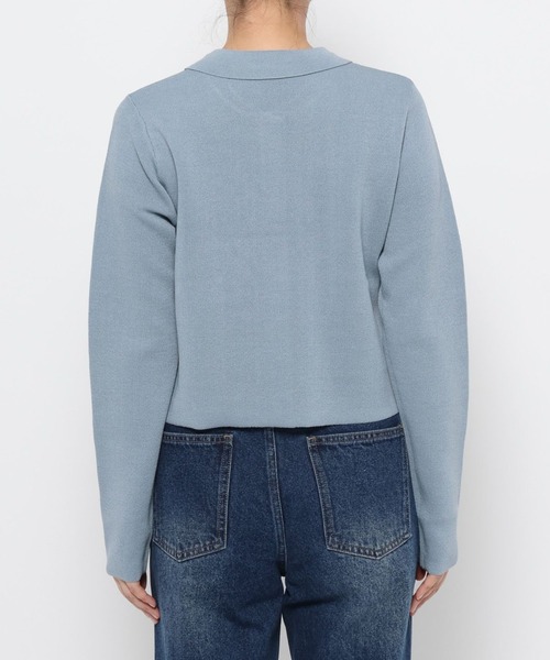 mysty woman（ミスティウーマン）の「ポケツキニットポロカーディガン　582022（カーディガン/ボレロ・レディース・グレイッシュブルー/アイボリー/ネイビー・FREE）」の9枚目の写真