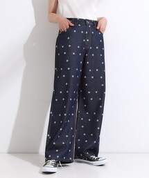 Cutie Blonde | 【S-LL】周りと差がつく デイジー柄デニムワイドパンツ(デニムパンツ)