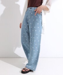 Cutie Blonde | 【S-LL】周りと差がつく デイジー柄デニムワイドパンツ(デニムパンツ)