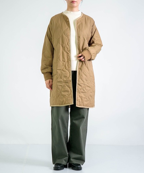 D.M.G.（ドミンゴ）の「[D.M.G. / ディーエムジー] ナイロンリップキルトライナーコート（ダウンジャケット/コート・レディース・ベージュ/ホワイト・FREE）」の2枚目の写真