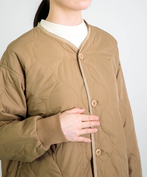 D.M.G.（ドミンゴ）の「[D.M.G. / ディーエムジー] ナイロンリップキルトライナーコート（ダウンジャケット/コート・レディース・ベージュ/ホワイト・FREE）」の14枚目の写真