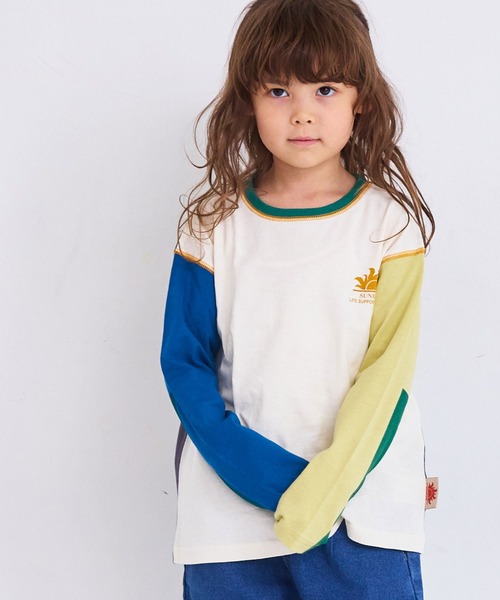 Life Support Products（ライフサポートプロダクツ）の「【防汚加工】ワンポイントラインスリ－ブロンＴ（Tシャツ/カットソー・キッズ・ホワイト系その他/チャコール/マスタード/ライトピンク/グレー系その他/オフホワイト/杢グレー/オレンジ系その他・80/90/95/100/110/120/130/140/150）」の2枚目の写真