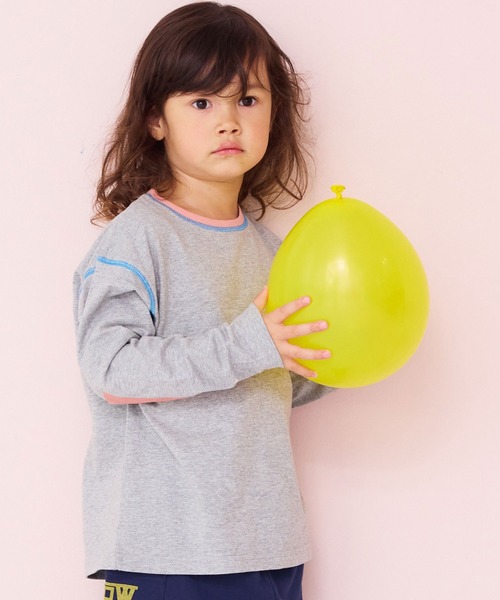 Life Support Products（ライフサポートプロダクツ）の「【防汚加工】ワンポイントラインスリ－ブロンＴ（Tシャツ/カットソー・キッズ・ホワイト系その他/チャコール/マスタード/ライトピンク/グレー系その他/オフホワイト/杢グレー/オレンジ系その他・80/90/95/100/110/120/130/140/150）」の3枚目の写真