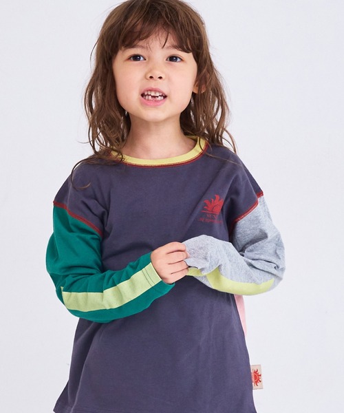 Life Support Products（ライフサポートプロダクツ）の「【防汚加工】ワンポイントラインスリ－ブロンＴ（Tシャツ/カットソー・キッズ・ホワイト系その他/チャコール/マスタード/ライトピンク/グレー系その他/オフホワイト/杢グレー/オレンジ系その他・80/90/95/100/110/120/130/140/150）」の4枚目の写真