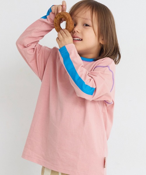 Life Support Products（ライフサポートプロダクツ）の「【防汚加工】ワンポイントラインスリ－ブロンＴ（Tシャツ/カットソー・キッズ・ホワイト系その他/チャコール/マスタード/ライトピンク/グレー系その他/オフホワイト/杢グレー/オレンジ系その他・80/90/95/100/110/120/130/140/150）」の7枚目の写真