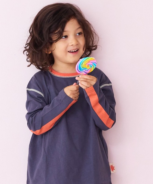 Life Support Products（ライフサポートプロダクツ）の「【防汚加工】ワンポイントラインスリ－ブロンＴ（Tシャツ/カットソー・キッズ・ホワイト系その他/チャコール/マスタード/ライトピンク/グレー系その他/オフホワイト/杢グレー/オレンジ系その他・80/90/95/100/110/120/130/140/150）」の5枚目の写真