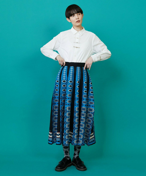 FRAPBOIS(フラボア)の「タイルニット スカート(スカート・レディース・ネイビー/ブラック・1)」の6枚目の写真