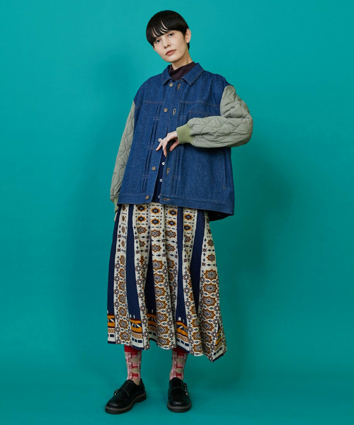 FRAPBOIS(フラボア)の「タイルニット スカート(スカート・レディース・ネイビー/ブラック・1)」の21枚目の写真