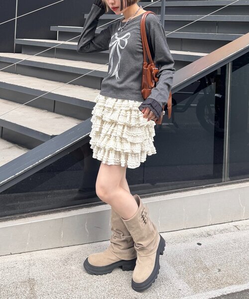 w closet（ダブルクローゼット）の「【25AW】ベルト付カバーミドルブーツ（ブーツ・レディース・ブラック/ベージュ/ブラウン・SMALL/LARGE/MEDIUM）」の7枚目の写真