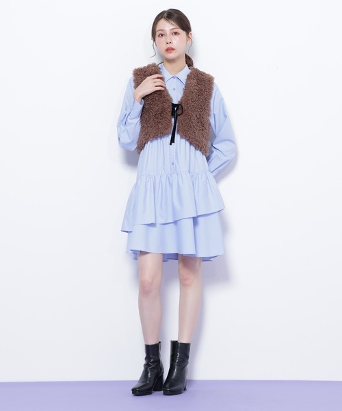 JILL by JILL STUART(ジルバイジルスチュアート)の「◇リボン付きボアベスト(ベスト・レディース・ブラウン/ホワイト・FREE)」の18枚目の写真