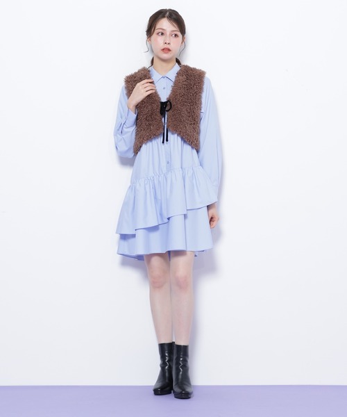 JILL by JILL STUART(ジルバイジルスチュアート)の「◇リボン付きボアベスト(ベスト・レディース・ブラウン/ホワイト・FREE)」の21枚目の写真
