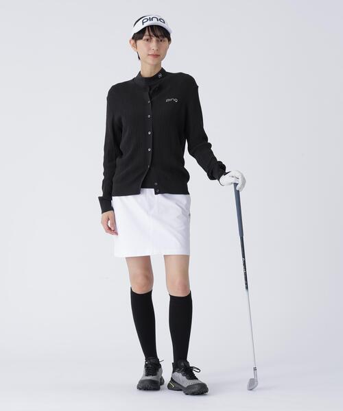 【ブルー】全方向コットンストレッチツイル台形スカート <LADIES> (LADIES) PING APPAREL｜全方向コットンストレッチツイル台形スカート <LADIES