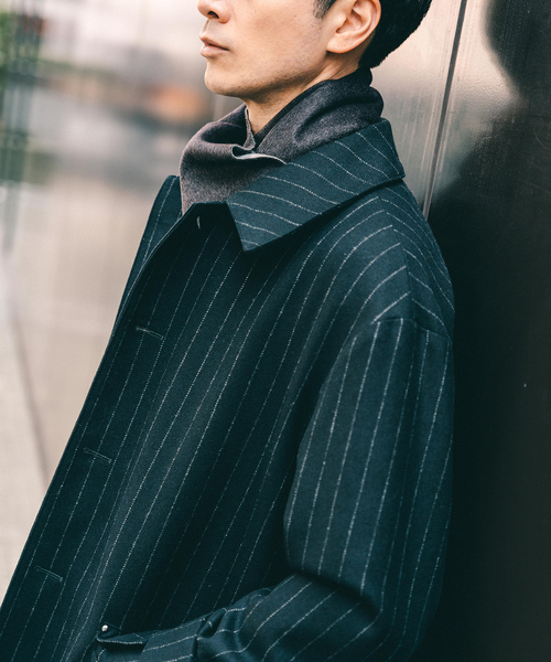 Mackintosh(マッキントッシュ)の「MACKINTOSH(マッキントッシュ) 別注 HUMBIE/ハンビー SL ”ストライプ”(ステンカラーコート・メンズ・ネイビー・34/36/38/40)」の10枚目の写真
