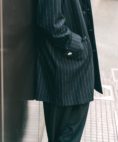 Mackintosh(マッキントッシュ)の「MACKINTOSH(マッキントッシュ) 別注 HUMBIE/ハンビー SL ”ストライプ”(ステンカラーコート・メンズ・ネイビー・34/36/38/40)」の12枚目の写真