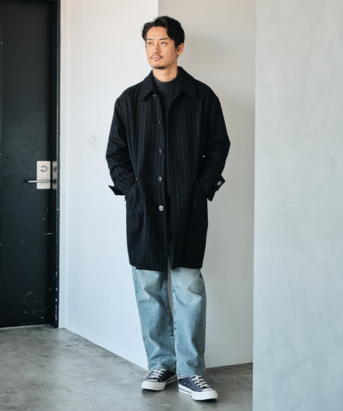 Mackintosh(マッキントッシュ)の「MACKINTOSH(マッキントッシュ) 別注 HUMBIE/ハンビー SL ”ストライプ”(ステンカラーコート・メンズ・ネイビー・34/36/38/40)」の13枚目の写真