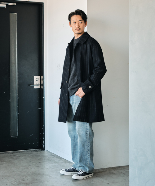 Mackintosh(マッキントッシュ)の「MACKINTOSH(マッキントッシュ) 別注 HUMBIE/ハンビー SL ”ストライプ”(ステンカラーコート・メンズ・ネイビー・34/36/38/40)」の14枚目の写真