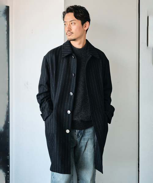 Mackintosh(マッキントッシュ)の「MACKINTOSH(マッキントッシュ) 別注 HUMBIE/ハンビー SL ”ストライプ”(ステンカラーコート・メンズ・ネイビー・34/36/38/40)」の15枚目の写真