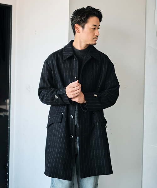Mackintosh(マッキントッシュ)の「MACKINTOSH(マッキントッシュ) 別注 HUMBIE/ハンビー SL ”ストライプ”(ステンカラーコート・メンズ・ネイビー・34/36/38/40)」の16枚目の写真