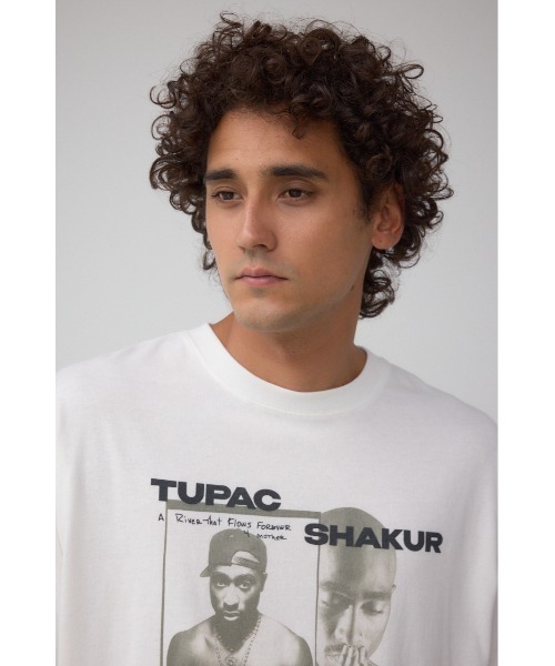AZUL by moussy(アズールバイマウジー)の「【2PAC】ビンテージラップ半袖TEE(Tシャツ/カットソー・メンズ・ブラック/ホワイト・FREE)」の3枚目の写真