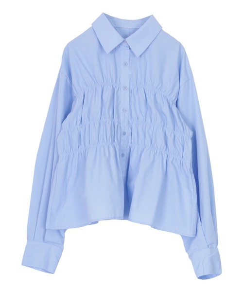 itoシャーリングブラウス itto ブラウス シャツ 胸元シャーリングブラウス レディース