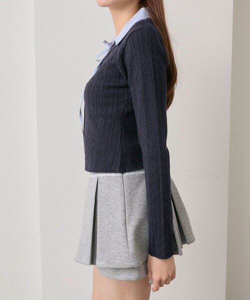 OLIVE des OLIVE（オリーブデオリーブ）の「【デイリーで着回し◎】ドッキングケーブルニット（ニット/セーター・レディース・ネイビー/モカ/オフホワイト/トップグレー・FREE）」の13枚目の写真