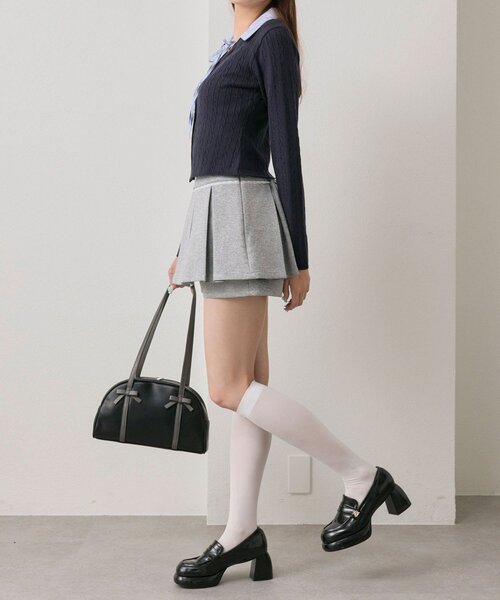 OLIVE des OLIVE（オリーブデオリーブ）の「【デイリーで着回し◎】ドッキングケーブルニット（ニット/セーター・レディース・ネイビー/モカ/オフホワイト/トップグレー・FREE）」の16枚目の写真