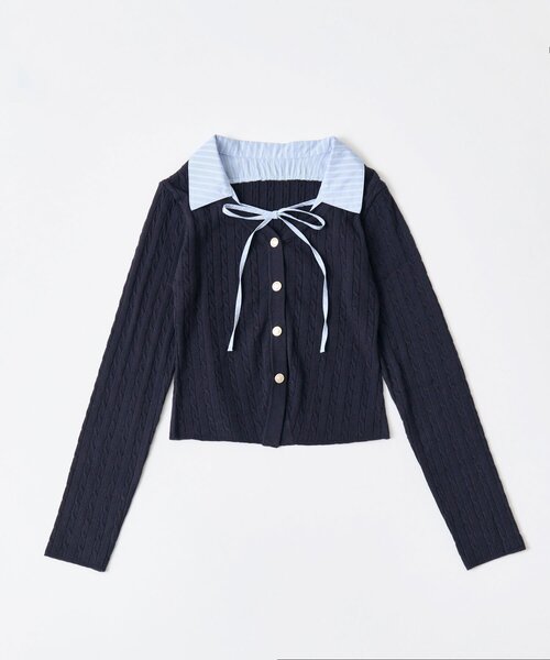 OLIVE des OLIVE（オリーブデオリーブ）の「【デイリーで着回し◎】ドッキングケーブルニット（ニット/セーター・レディース・ネイビー/モカ/オフホワイト/トップグレー・FREE）」の17枚目の写真