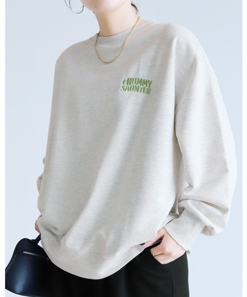 reca(レカ)の「お散歩フレンズロゴ発泡プリント&刺繍BIGスウェット(スウェット・レディース・チャコールグレー/ブルー/オートミール/キナリ・FREE)」の3枚目の写真