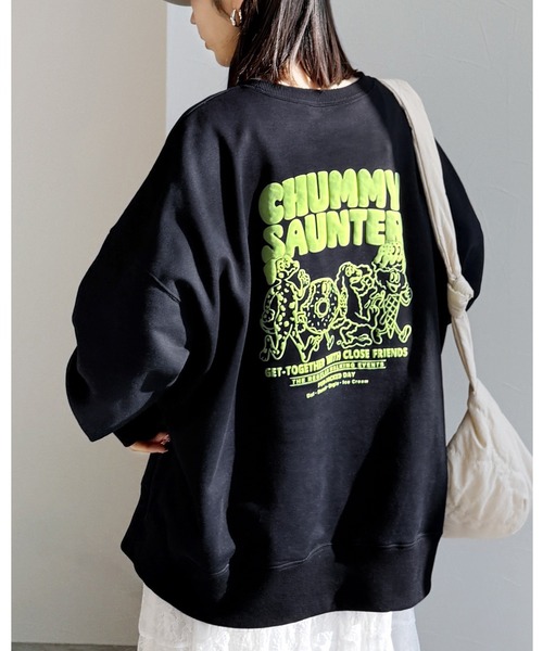 reca(レカ)の「お散歩フレンズロゴ発泡プリント&刺繍BIGスウェット(スウェット・レディース・チャコールグレー/ブルー/オートミール/キナリ/ネイビー/グレイッシュベージュ/グレー・FREE)」の6枚目の写真