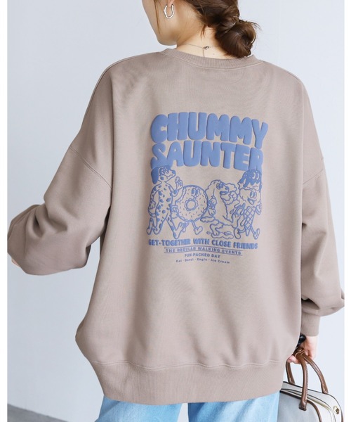 reca(レカ)の「お散歩フレンズロゴ発泡プリント&刺繍BIGスウェット(スウェット・レディース・チャコールグレー/ブルー/オートミール/キナリ/ネイビー/グレイッシュベージュ/グレー・FREE)」の5枚目の写真