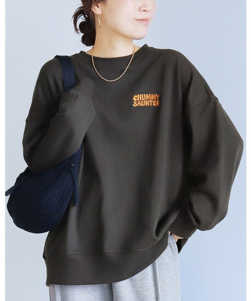 reca(レカ)の「お散歩フレンズロゴ発泡プリント&刺繍BIGスウェット(スウェット・レディース・チャコールグレー/ブルー/オートミール/キナリ・FREE)」の2枚目の写真