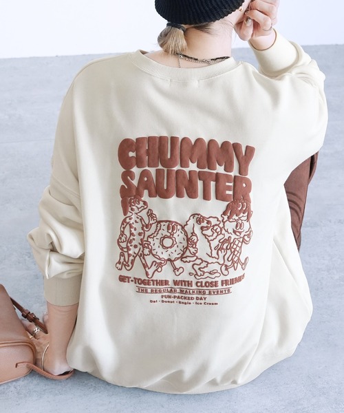 reca(レカ)の「お散歩フレンズロゴ発泡プリント&刺繍BIGスウェット(スウェット・レディース・チャコールグレー/ブルー/オートミール/キナリ・FREE)」の5枚目の写真