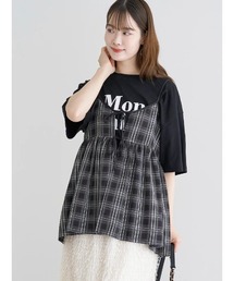 Cop copine チェック柄キャミソール カップ入りチェック柄シャーリングキャミソール[dk1114