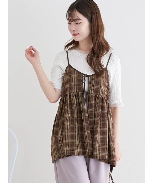 フロントリボンチェック柄キャミソール（キャミソール）｜LUDIC PARK