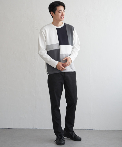 ikka（イッカ）の「GOKU楽パンツ EASY STRETCHデニム5P（デニムパンツ・メンズ・ブラック/ネイビー・S/M/L/XL）」の9枚目の写真