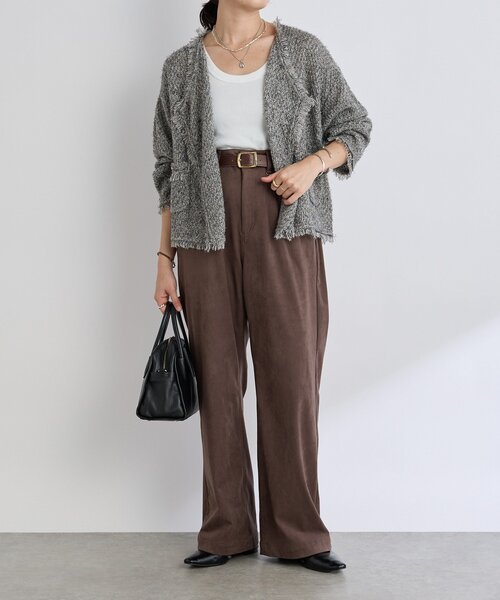 RIVE DROITE（リヴドロワ）の「【品のある着こなしに】リンクスツイードカーデ（カーディガン/ボレロ・レディース・ベージュ/ブラウン/グレー・FREE）」の4枚目の写真