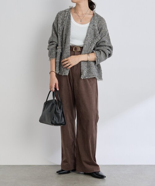RIVE DROITE（リヴドロワ）の「【品のある着こなしに】リンクスツイードカーデ（カーディガン/ボレロ・レディース・ベージュ/ブラウン/グレー・FREE）」の5枚目の写真