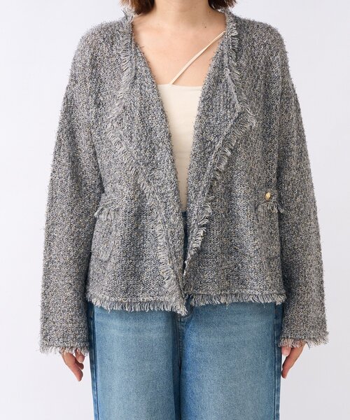 RIVE DROITE（リヴドロワ）の「【品のある着こなしに】リンクスツイードカーデ（カーディガン/ボレロ・レディース・ベージュ/ブラウン/グレー・FREE）」の11枚目の写真