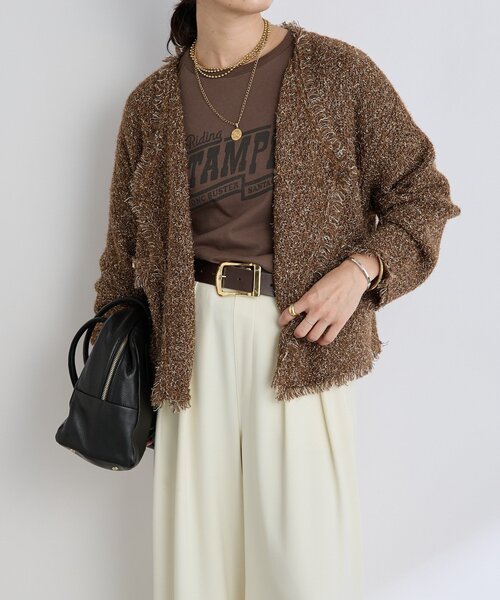 RIVE DROITE（リヴドロワ）の「【品のある着こなしに】リンクスツイードカーデ（カーディガン/ボレロ・レディース・ベージュ/ブラウン/グレー・FREE）」の22枚目の写真