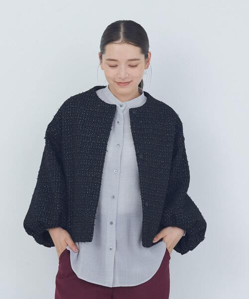 セール】バルーンスリーブジャケット（ノーカラージャケット）｜ADIEU