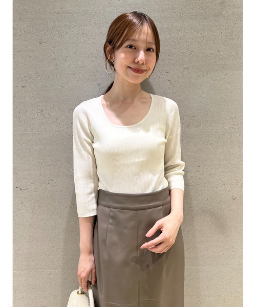 Uネックシンプルリブニットプルオーバー（ニット/セーター）｜SNIDEL